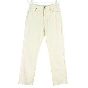 Loft Women's The Relaxed Straight Leg Cream Jeans 27/4 High Rise Cotton NWOT